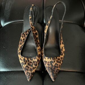 Leopard Print Slingback Women's Shoes
